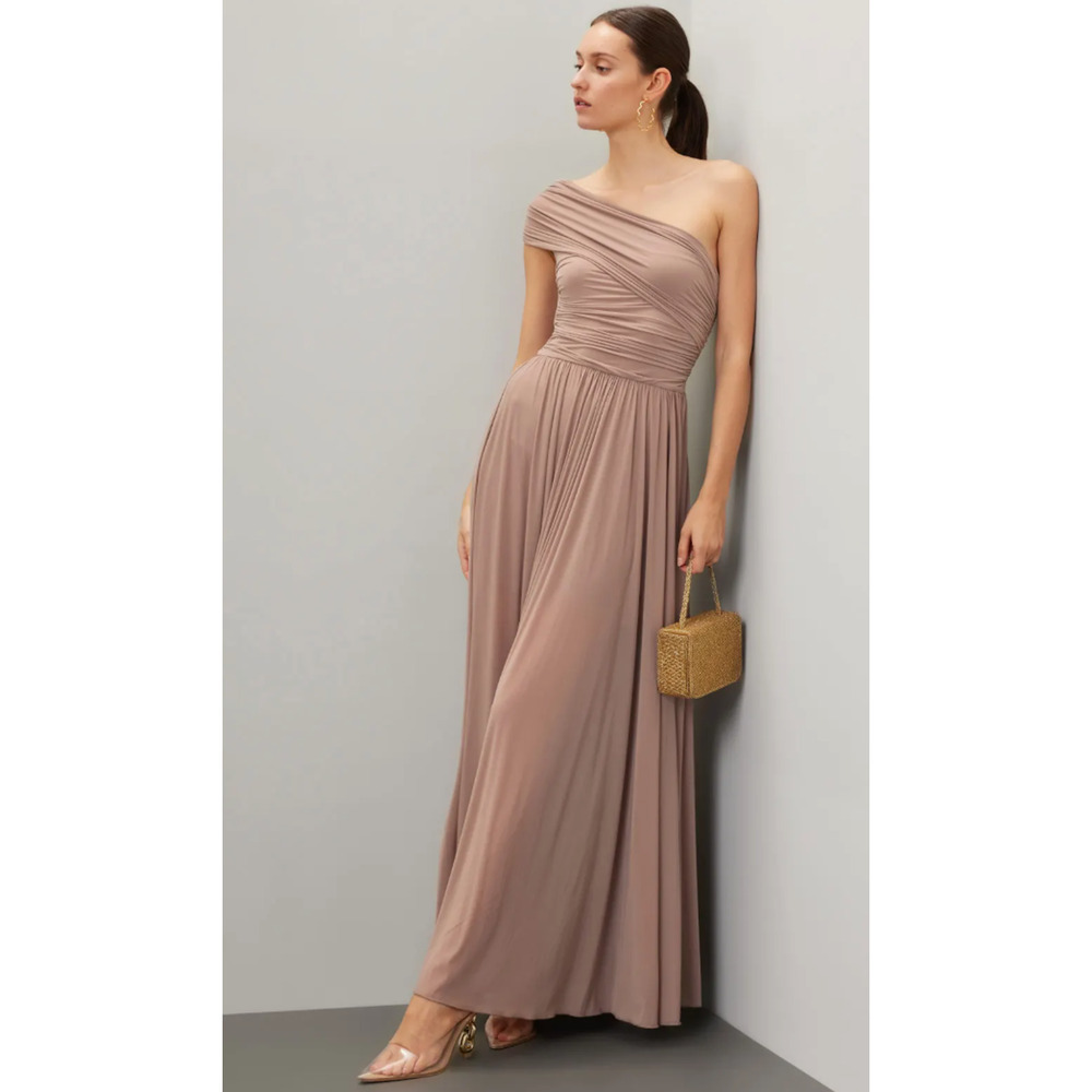 Ronny Kobo Killian One-shoulder Gown in Brown size XS